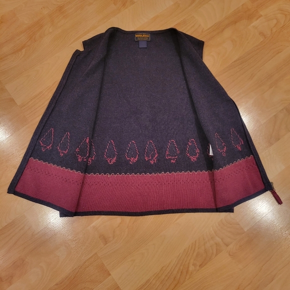 Woolrich Holiday Christmas Tree Full Zip Up vest size M Vintage - Picture 4 of 7